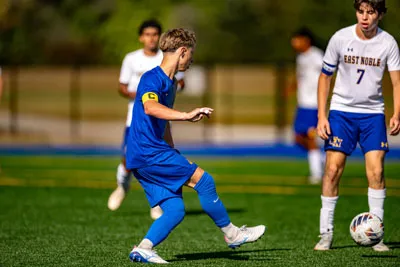 Boys Soccer action shot — Homestead vs. East Noble, Fort Wayne Indiana