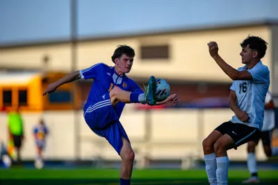 Boys Soccer action shot — Homestead vs. Warsaw, Fort Wayne Indiana