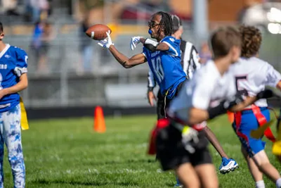 Flag Football action shot — Homestead vs. Jamboree, Fort Wayne Indiana