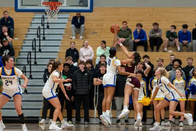 Girls Basketball action shot — Homestead vs. Columbia City, Fort Wayne Indiana