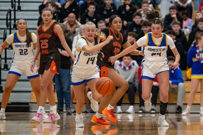 Girls Basketball action shot — Homestead vs. Northrop, Fort Wayne Indiana