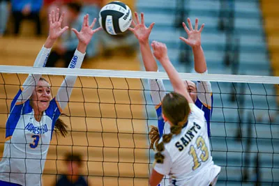 Girls Volleyball action shot — Homestead vs. Bishop Dwenger, Fort Wayne Indiana