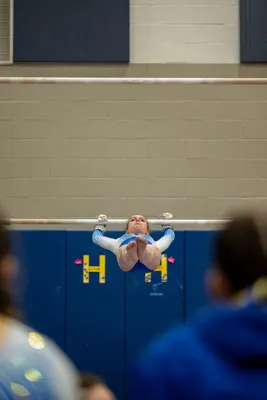 Gymnastics action shot — Homestead vs. East Noble, Fort Wayne Indiana