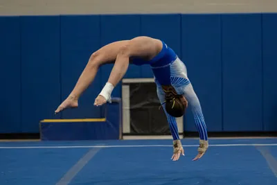 Gymnastics action shot — Homestead vs. Warsaw, Fort Wayne Indiana