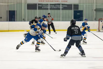 Hockey action shot — Homestead vs. Carroll, Fort Wayne Indiana