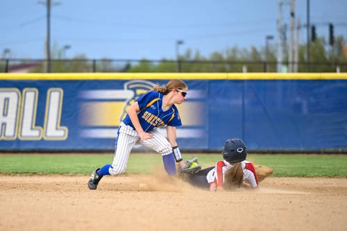Softball action shot — Homestead vs. Bellmont, Fort Wayne Indiana