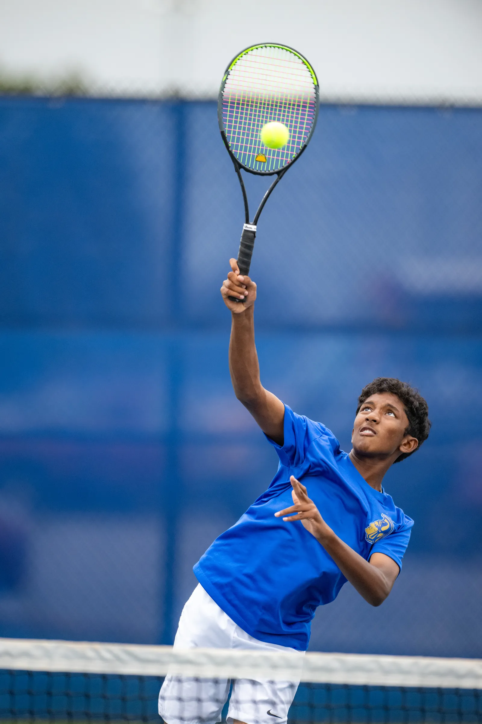 Boys Tennis action shot — Homestead vs. Bishop Luers, Fort Wayne Indiana
