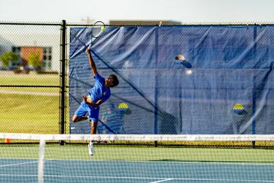 Boys Tennis action shot — Homestead vs. Warsaw, Fort Wayne Indiana