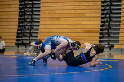Wrestling action shot — Homestead vs. Jay County, Fort Wayne Indiana