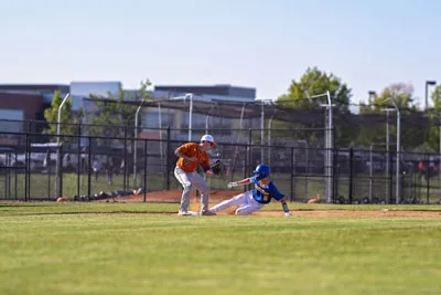 Baseball action shot — Homestead vs. Northrop, Fort Wayne Indiana