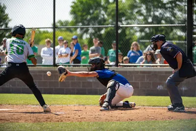Baseball action shot — Homestead vs. South Side, Fort Wayne Indiana