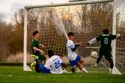 Boys Soccer action shot — Summit vs. Blackhawk Christian, Fort Wayne Indiana