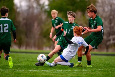 Boys Soccer action shot — Summit vs. Blackhawk Christian, Fort Wayne Indiana