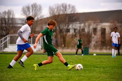 Boys Soccer action shot — Summit vs. Blackhawk Christian, Fort Wayne Indiana