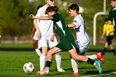 Boys Soccer action shot — Summit vs. New Haven, Fort Wayne Indiana