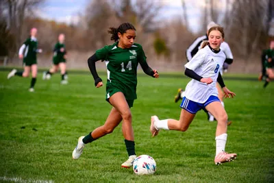 Girls Soccer action shot — Summit vs. Blackhawk Christian, Fort Wayne Indiana