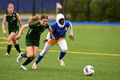 Girls Soccer action shot — Summit vs. Woodside, Fort Wayne Indiana
