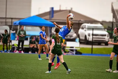 Girls Soccer action shot — Summit vs. Woodside, Fort Wayne Indiana