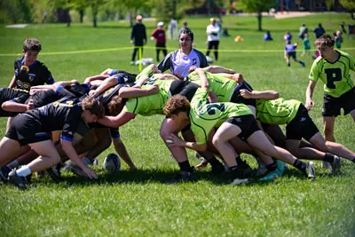 Rugby action shot — Homestead vs. Pendleton, Fort Wayne Indiana