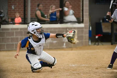 Softball action shot — Homestead vs. Leo, Fort Wayne Indiana