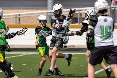 Youth Lacrosse action shot — Storm vs. Northridge, Fort Wayne Indiana